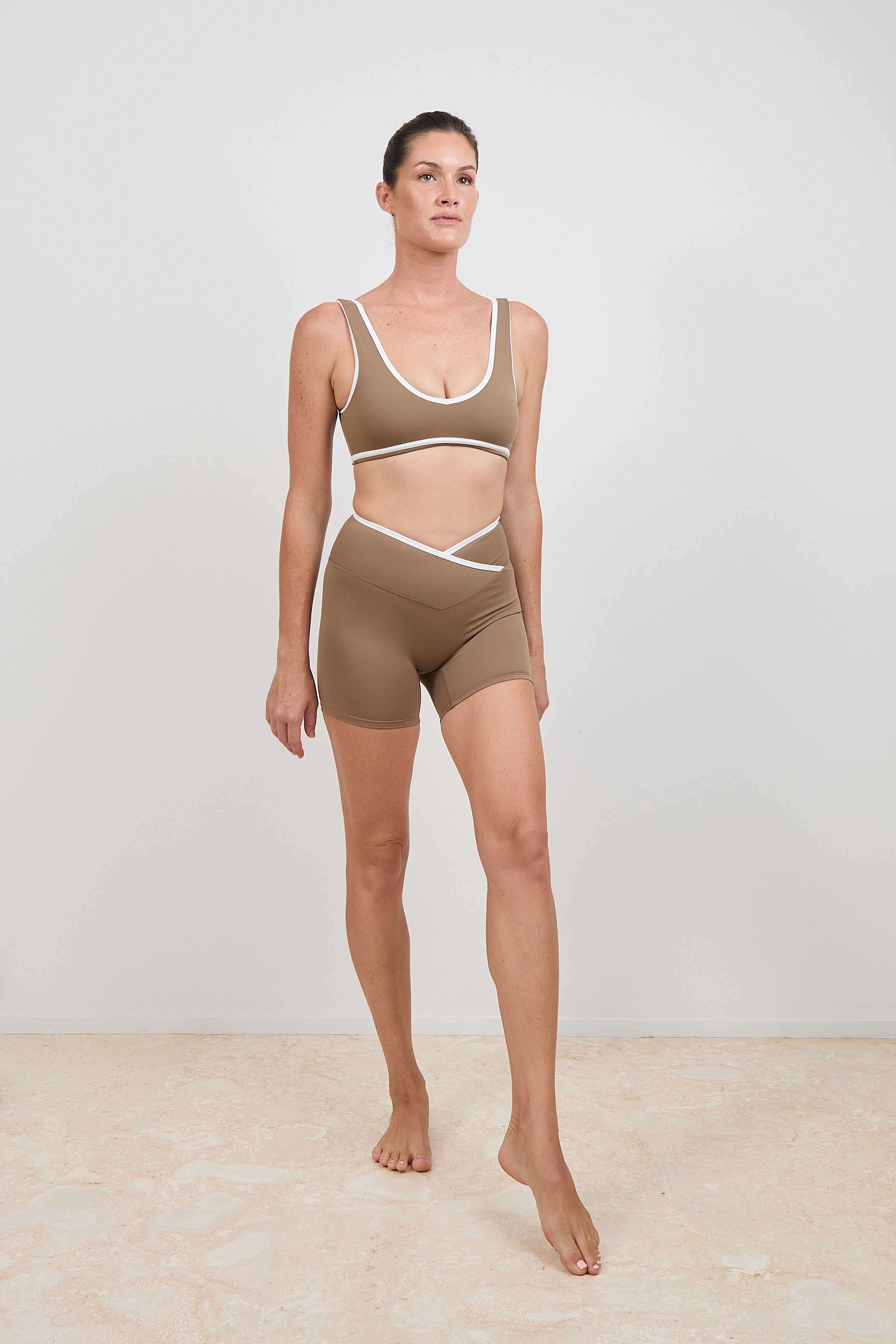 Cross-Line Top - Mocha