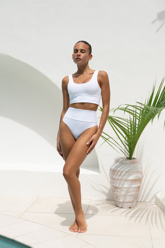 BAS DE MAILLOT TAILLE HAUTE BLANC
