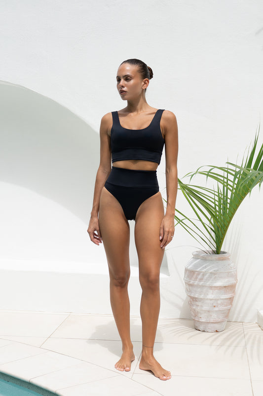 HAUT DE MAILLOT CROP TOP NOIR